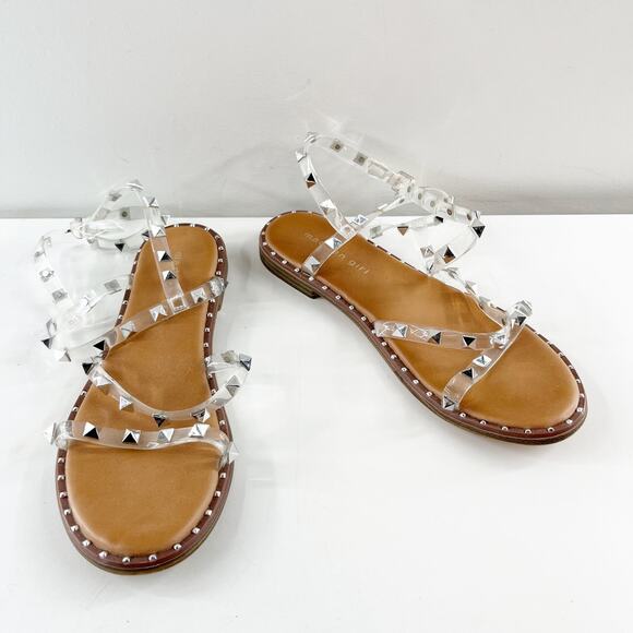 Madden Girl Fairway Ankle Wrap Gladiator Rockstud Sandals Brown 6.5 - Picture 2 of 8